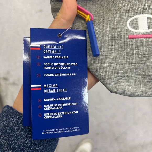 NWT Champion Gray Waist Bag with Rainbow Stripe Accent - Picture 2 of 3